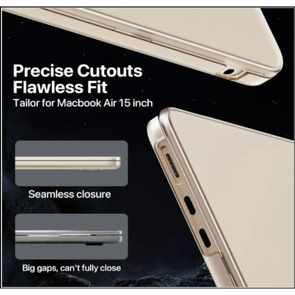 Official Starlight for MacBook Air 15in Case M3 M2 2024 2023 HardShell Matte Cov